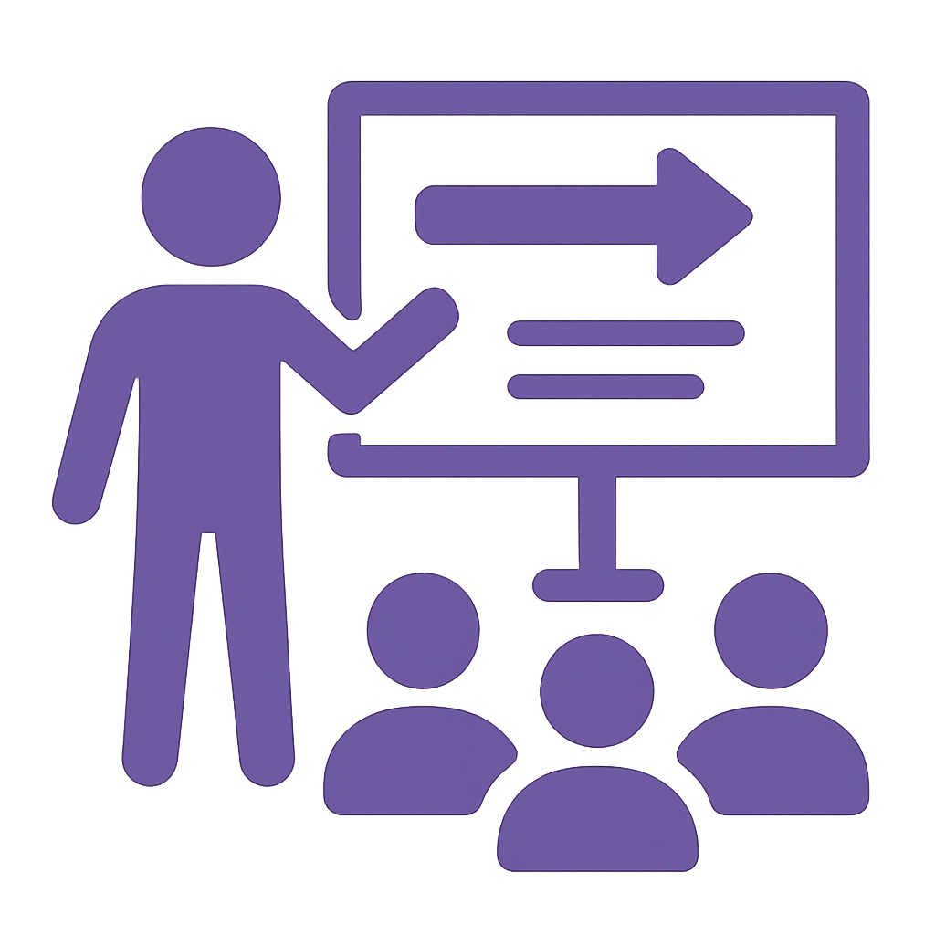 purple icon for person presenting