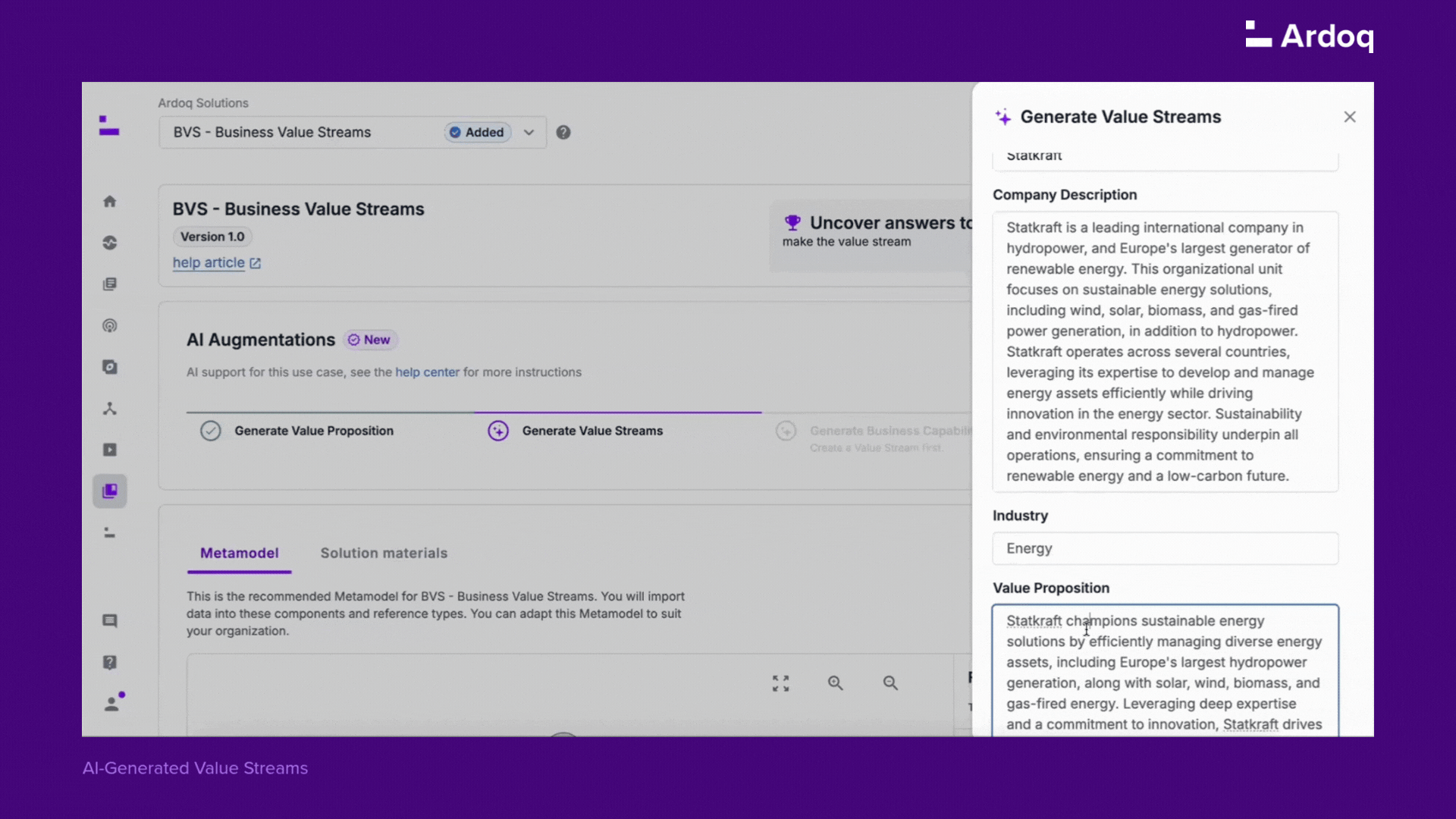 GIF AI Value Streams Demo 2 - Generate Value Streams
